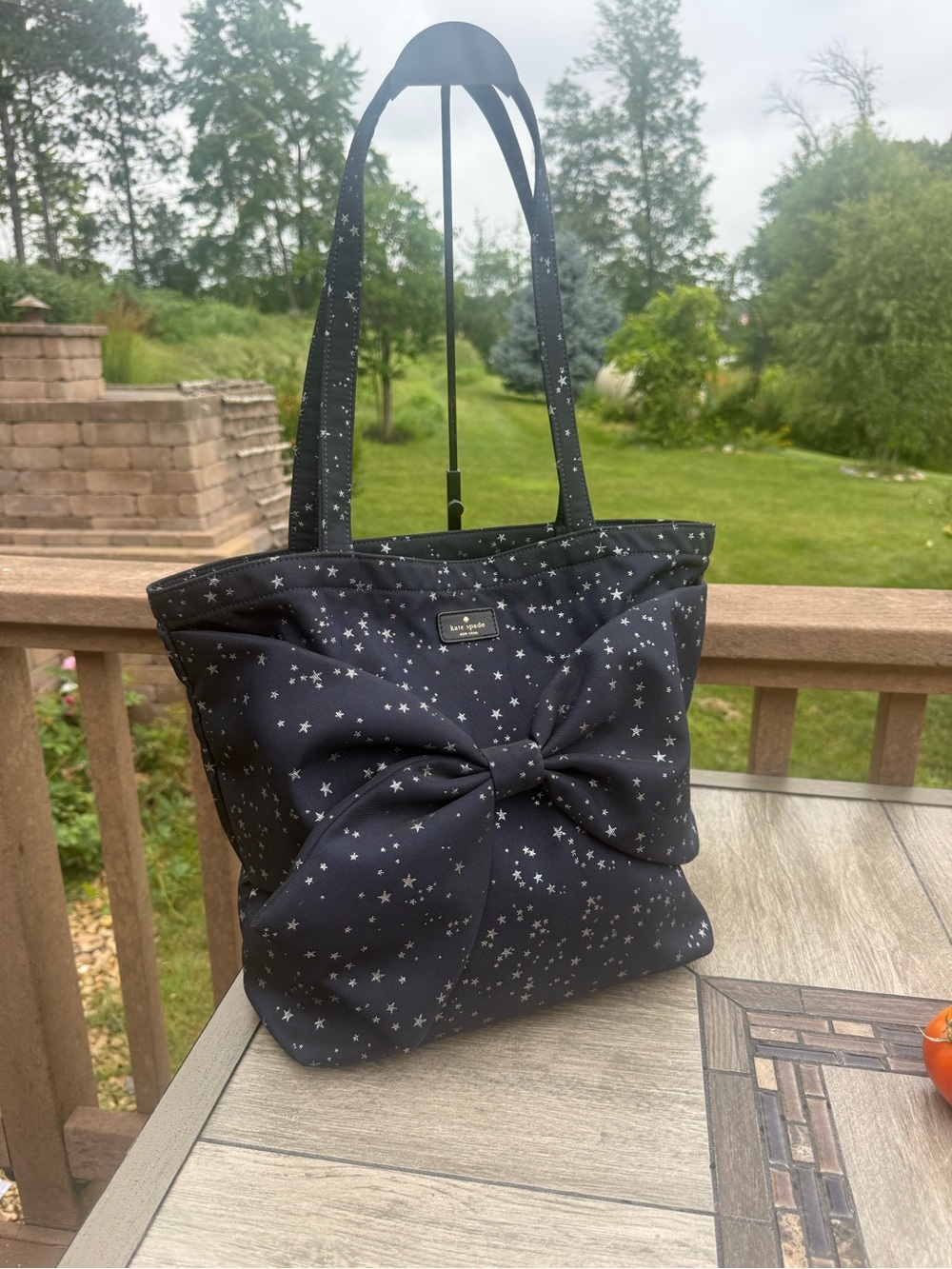 EUC Kate Spade New York "On Purpose" Midnight Stars Bow Tote Limited Edition - Picture 3 of 13